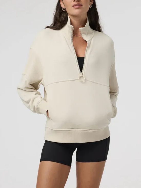 Vuori Tops - Vuori Sedona Rib Half Zip Sweatshirt  Athleisure Effortless Chic Cropped S White